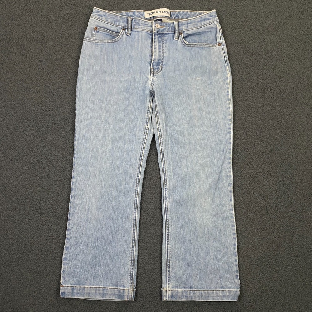 Gap Boot Cut Capri Jeans size 10 Distressed Denim Light Wash Vintage 2000s Y2K
